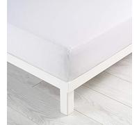 Douceur d'Intérieur Suave Interior, sábana Bajera (90 x 190 cm) Jersy Blanche, 100% algodón Jersey