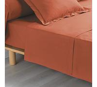 Douceur d'Intérieur Suave Interior, Sábana Plana (240 x 300 cm) Percaline Terracotta, Percal de Algodón