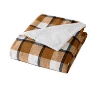 Douceur d'Intérieur Suavidad del Interior, Plaid (125 x 150 cm) Escoceses Camel, tartán y Sherpa
