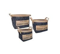 Douceur d'Intérieur Suavidad interior, 3 cestas (3 tamaños surtidos) Sweet Line Negro, fieltro acabado yute