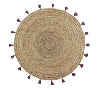 Douceur d'Intérieur suavidad Interior, Alfombra Redonda (diámetro 120 cm) Shira Burdeos, Yute Acabado Pompones