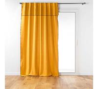Douceur d'Intérieur suavidad Interior, Cortina con Trabillas Ocultas con Volante (140 x 240 Cm) Mistraline Mostaza, Algodón Reciclado