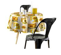 Douceur d'Intérieur Sunflower - Mantel Redondo (160 cm de diámetro), PVC con diseño Impreso