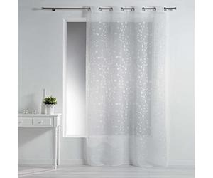 Douceur d'Intérieur Visillo a 140 x 240 cm, Anillas integradas (Sable Brode pequeña Flor Color Blanco/Blanco