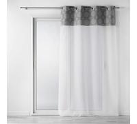 Douceur d'Intérieur - Visillo con Ojales (140 x 240 cm), Gasa arenada con Top algodón, Estampado de Sibel Gris