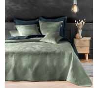 Douceur d'Interior, colchoneta Acolchada (220 x 240 cm) y 2 Fundas de Almohada (60 x 60 cm) Solange Cedro, Terciopelo Liso