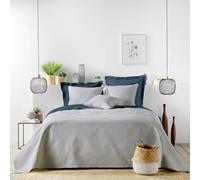 Douceur d'Interior, colchoneta Acolchada (240 x 260 cm) y 2 Fundas de Almohada (60 x 60 cm) Romane Gris, Microfibra Lisa