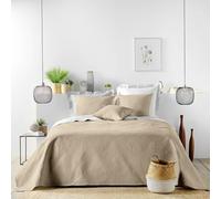 Douceur d'Interior, colchoneta Acolchada (240 x 260 cm) y 2 Fundas de Almohada (60 x 60 cm) Romane Lin, Microfibra Lisa