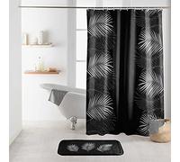 Douceur d'Interior Cortina de Ducha con Ganchos (180 x 200 cm) Orbella Negro/Plata, Poliéster Impreso