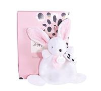 Doudou et Compagnie DC3884 - Peluche de Conejo - Rosa - 17 cm - Colección Happy Doudou - Peluche Suave para bebé - Idea de Regalo - Incluye Caja de Regalo - Lavable - Garantía de Peluche perdido