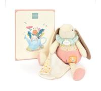 Doudou et Compagnie DC4208 - Conejo cibolleta con pañuelo Plano Blanco - Idea de Regalo para niños Desde el Nacimiento - 28 cm - con Caja de Regalo para Regalar