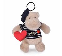 Doudou et Compagnie - Llaveros de peluche de hipopótamo marinero - 14 cm - Colección Amor de París - Acesoir Peluche con boina y corazón - Idea de regalo para adultos y niños - SP4285