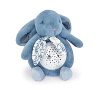 DOUDOU et COMPAGNIE - Luz nocturna musical de conejo azul con proyección de estrellas - Peluche de peluche con melodías e luces tranquilizadoras - compañero noche bebé - idea de regalo de nacimiento