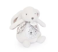 DOUDOU et COMPAGNIE - Luz nocturna musical de conejo blanco con proyección de estrellas - Peluche de peluche con melodías e luces tranquilizadoras - compañero noche bebé - idea de regalo de nacimiento
