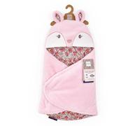 Doudou et Compagnie - Nido de ángel Acogedor BOH'AIME FAON - Manta de Peluche Rosa y Florido - para Asiento de Coche, Cosi, Cochecito - bebé de 0 a 6 Meses - 69 cm - Regalo de Nacimiento - DC4031