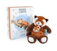 Doudou et Compagnie - Peluche de Panda pelirrojo con bebé, 25 cm, Color marrón - Bonita Caja de Regalo - Bebé y yo - Unicef - DC3985