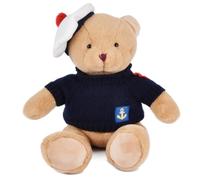 Doudou ET Compagnie SP4538 - Llavero de Oso de Peluche Marino - 15 cm - Oso Beige con suéter Azul Marino y Boina de pompón Rojo - Recuerdo marítimo francés - Regalo de Peluche para niños y Adultos