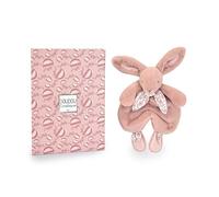 DOUDOU ET COMPAÑÍA - Peluche de Conejo Rosa - Peluche Ultra Suave con pañuelo Floral - Doudou Plano bebé niña Desde el Nacimiento - Garantía de Doudou perdido - Idea de Regalo - DC4146