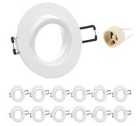 Doughelec Marco Foco Empotrable GU10 Aluminio Blanco Orientable Downlight LED Empotrable Ojo de Buey de techo con Portalámparas GU10 68mm Para Lámparas De Led O Halógena, Redondo 60-75mm 230V 12PCS