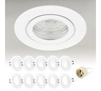 Doughelec Marco Foco Empotrable GU10 Aluminio IP44 Blanco Downlight LED Empotrable Baño Ojo de Buey de techo con Portalámparas GU10 68mm impermeable Para Led O Halógena, Redondo Ф84-24mm 230V 10 Pack