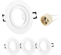 Doughelec Marco Foco Empotrable GU10 Aluminio IP44 Blanco Downlight LED Empotrable Baño Ojo de Buey de techo con Portalámparas GU10 68mm impermeable Para Led O Halógena, Redondo Ф84-24mm 230V 4 Pack