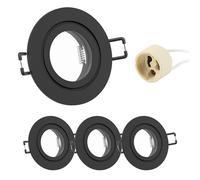 Doughelec Marco Foco Empotrable GU10 Aluminio IP44 Negro Downlight LED Empotrable Baño Ojo de Buey de techo con Portalámparas GU10 68mm impermeable Para Led O Halógena, Redondo Ф84-24mm 230V 4 Pack