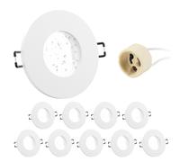 Doughelec Marco Foco Empotrable GU10 Aluminio IP65 Blanco Downlight LED Empotrable Baño Ojo de Buey de techo con Portalámparas GU10 68mm impermeable Para Led O Halógena, Redondo Ф84-24mm 230V 10 Pack