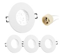 Doughelec Marco Foco Empotrable GU10 Aluminio IP65 Blanco Downlight LED Empotrable Baño Ojo de Buey de techo con Portalámparas GU10 68mm impermeable Para Led O Halógena, Redondo Ф84-24mm 230V 4 Pack