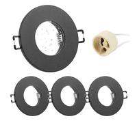 Doughelec Marco Foco Empotrable GU10 Aluminio IP65 Negro Downlight LED Empotrable Baño Ojo de Buey de techo con Portalámparas GU10 68mm impermeable Para Led O Halógena, Redondo Ф84-24mm 230V 4 Pack