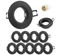 Doughelec Marco Foco Empotrable GU10 Aluminio Negro Downlight LED Empotrable Ojo de Buey de techo con Portalámparas GU10 65mm Para 50mm Lámparas De Led O Halógena, Redondo 60-70mm 230V 10 Pack