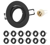 Doughelec Marco Foco Empotrable GU10 Aluminio Negro Orientable Downlight LED Empotrable Ojo de Buey de techo con Portalámparas GU10 68mm Para Lámparas De Led O Halógena, Redondo 60-75mm 230V 12 Pack