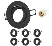 Doughelec Marco Foco Empotrable GU10 Aluminio Negro Orientable Downlight LED Empotrable Ojo de Buey de techo con Portalámparas GU10 68mm Para Lámparas De Led O Halógena, Redondo 60-75mm 230V 6 Pack