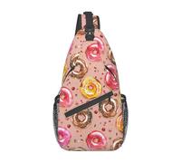 Doughnut-18 Donut Sling Mochila Pecho Bolso Bandolera Gimnasio Ciclismo Viajes Senderismo Daypack para Hombres Mujeres
