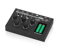 Douk Audio MX5 Mezclador de audio de 4 canales 4 canales de mezcla de línea mono estéreo ultra bajo nivel LED medidor de nivel