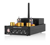 Douk Audio X1 Amplificador de tubos, amplificador HiFi Bluetooth 5.0, GE5654 Valve Stereo Audio Amplificador, Amplificador de audio MM, 160Wx2 TDA7498E Chip, Treble & Bass Control Knob