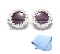 Doukesh Gafas de Sol Margarita,Gafas de Sol Forma Flor para Mujer Niños para Carnaval Navidad Halloween (Blanco)