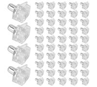 Doumneou 100 pinzas transparentes de soporte para estantes de 5 mm, clips de estante de gabinete, soporte de estante de acero para muebles de gabinete