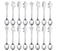 Doumneou 16 cucharas de café de Navidad de acero inoxidable, cuchara de postre, cocina, regalos de Año , plata