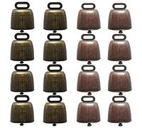 Doumneou 16 piezas serie vaca oveja cobre campanas pequeñas campanas de latón ganado cabra granja fuerte campana larga distancia hierro campanas