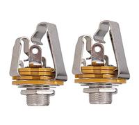 Doumneou 2Pcs 1/4 Pulgadas 6.35Mm Enchufe De Entrada Estéreo Para Guitarra Bajo Eléctrica,Enchufe De Salida De Pickup De Guitarra,Piezas De Guitarra