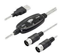 Doumneou Adaptador de cable USB MIDI, USB tipo A macho a MIDI DIN de 5 , interfaz de cable de entrada y salida con indicador LED para teclado de música
