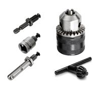 Doumneou Adaptador de llave de portabrocas de 1,5 a 10 mm de capacidad de 1/16 a 3/8 pulgadas, adaptador hembra cuadrado de 1/2 pulgada, portabrocas de autobloqueo duradero