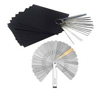 Doumneou Juego de 13 limas para tuercas de guitarra, limas de tuerca de puente + 32 cuchillas de calibre de doble marcado métrico y herramienta de medición de huecos + 9 hojas de papel de lija