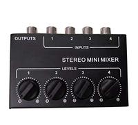 Doumneou Mini estéreo 4 canales mezclador pasivo mezclador pequeño dispensador estéreo para Live y Studio