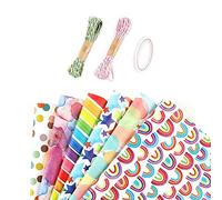 Doumneou Papel de regalo de cumpleaños de arcoíris, reciclable, para mujeres y niñas, para todas las ocasiones de decoración