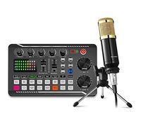 Doumneou Paquete de equipo de podcast, micrófono de tarjeta de sonido (120 KHz/24 bit) y mezclador de audio profesional para juegos de transmisión