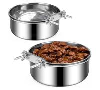 Doumneou para perros, paquete de 2 de acero inoxidable para comida y agua, colgantes para perros para jaula, perrera, antiderrames, fáciles de usar