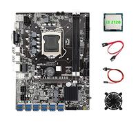 Doumneou Placa base B75 ETH 12 PCIE a USB3.0+I3 2120 CPU+ventilador de refrigeración+cable de interruptor+cable DDR3 LGA1155 placa base