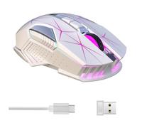 Doumneou Ratón inalámbrico para juegos Bluetooth RGB recargable 2.4G USB inalámbrico mouse de computadora para laptop, operativo, PC, fácil de instalar