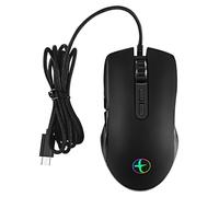 Doumneou Ratón USB C tipo C Ratón ergonómico con cable RGB Ratón óptico para juegos
